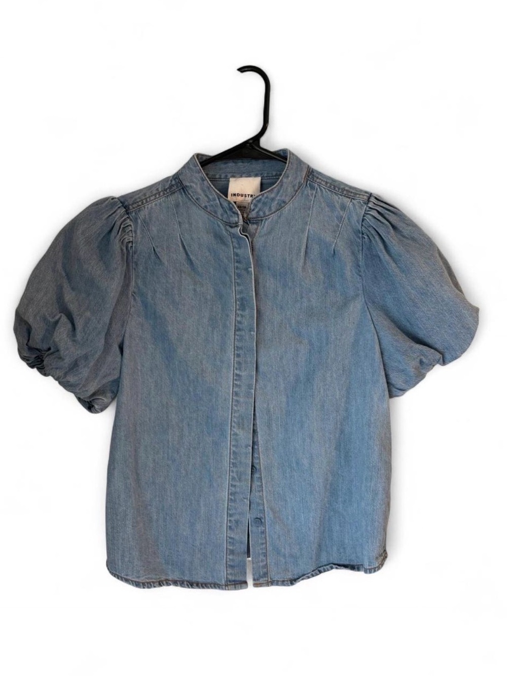 Industry Light Wash Denim Puff Sleeve Shirt Jacket
